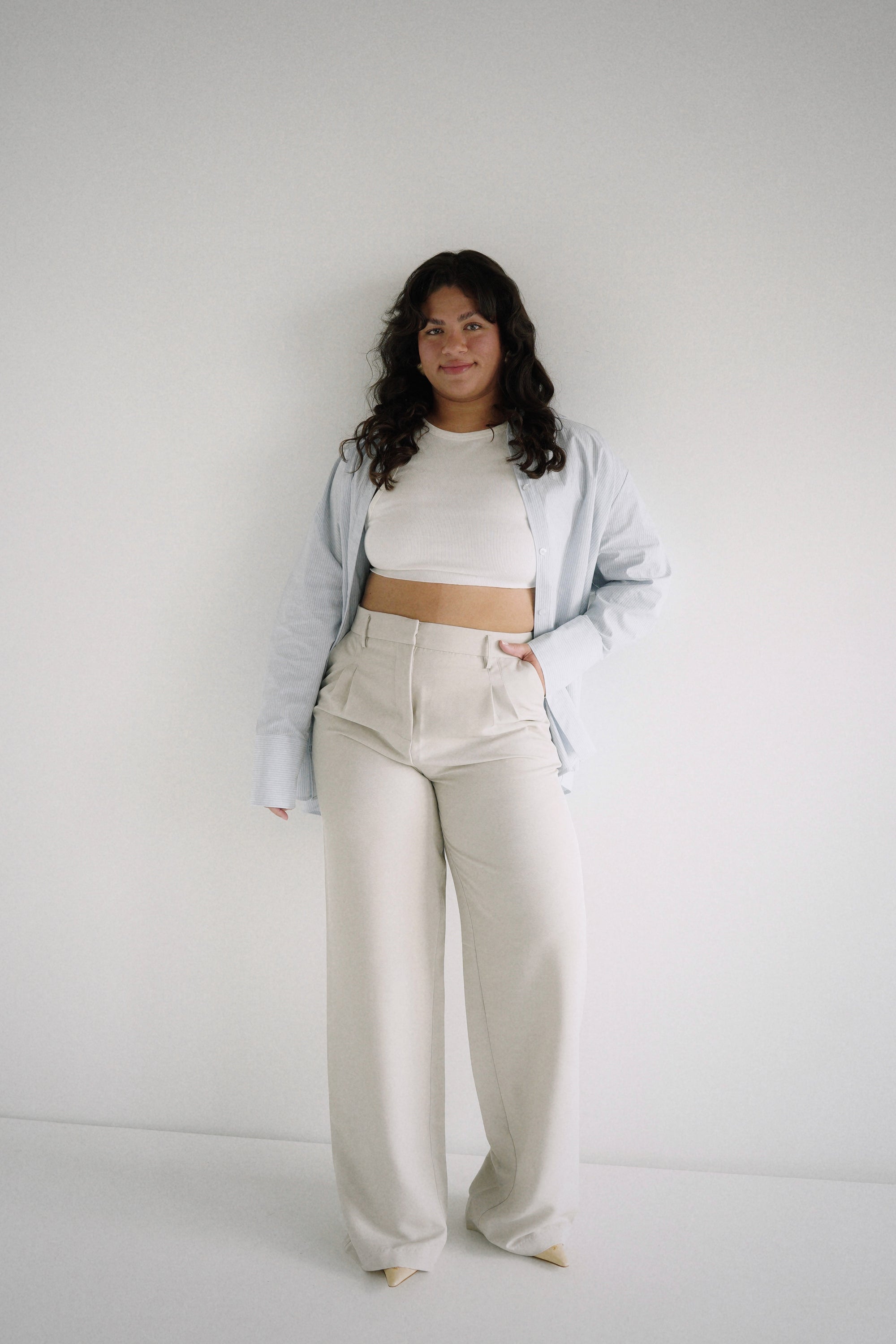 Amber Shirt White Blue Stripe