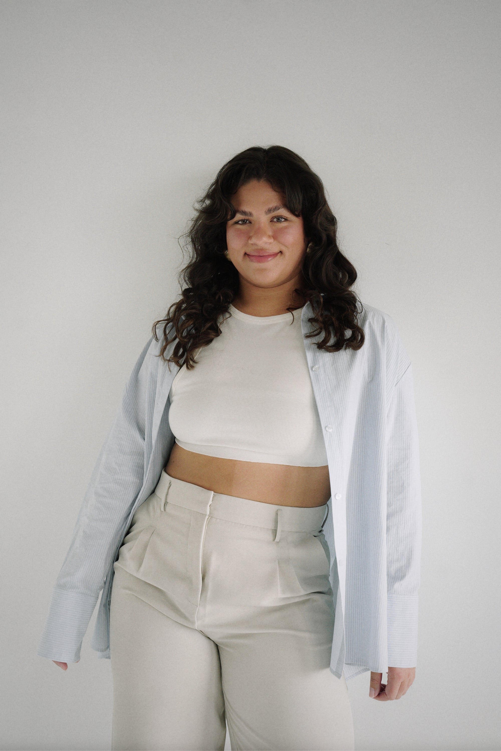 Amber Shirt White Blue Stripe