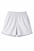 White shorts with a subtle pattern on a white background