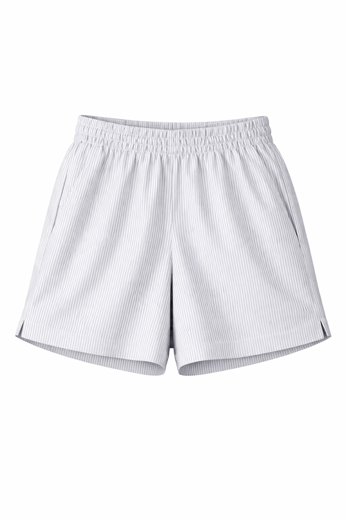 White shorts with a subtle pattern on a white background