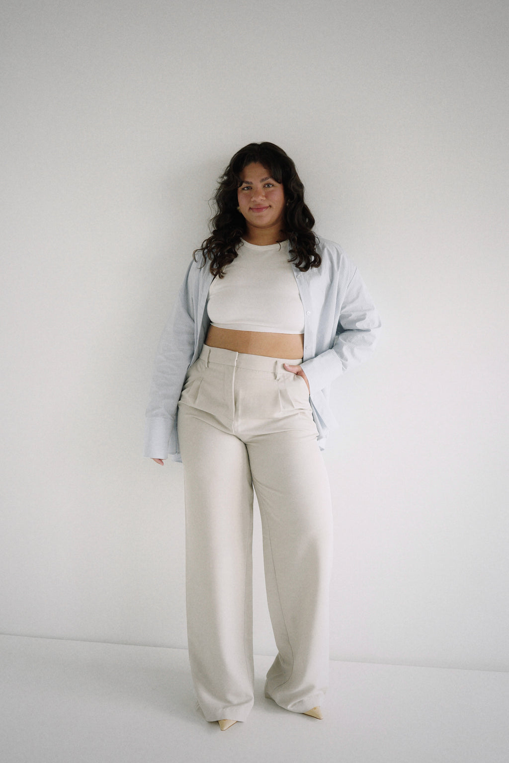Amber Shirt White Blue Stripe