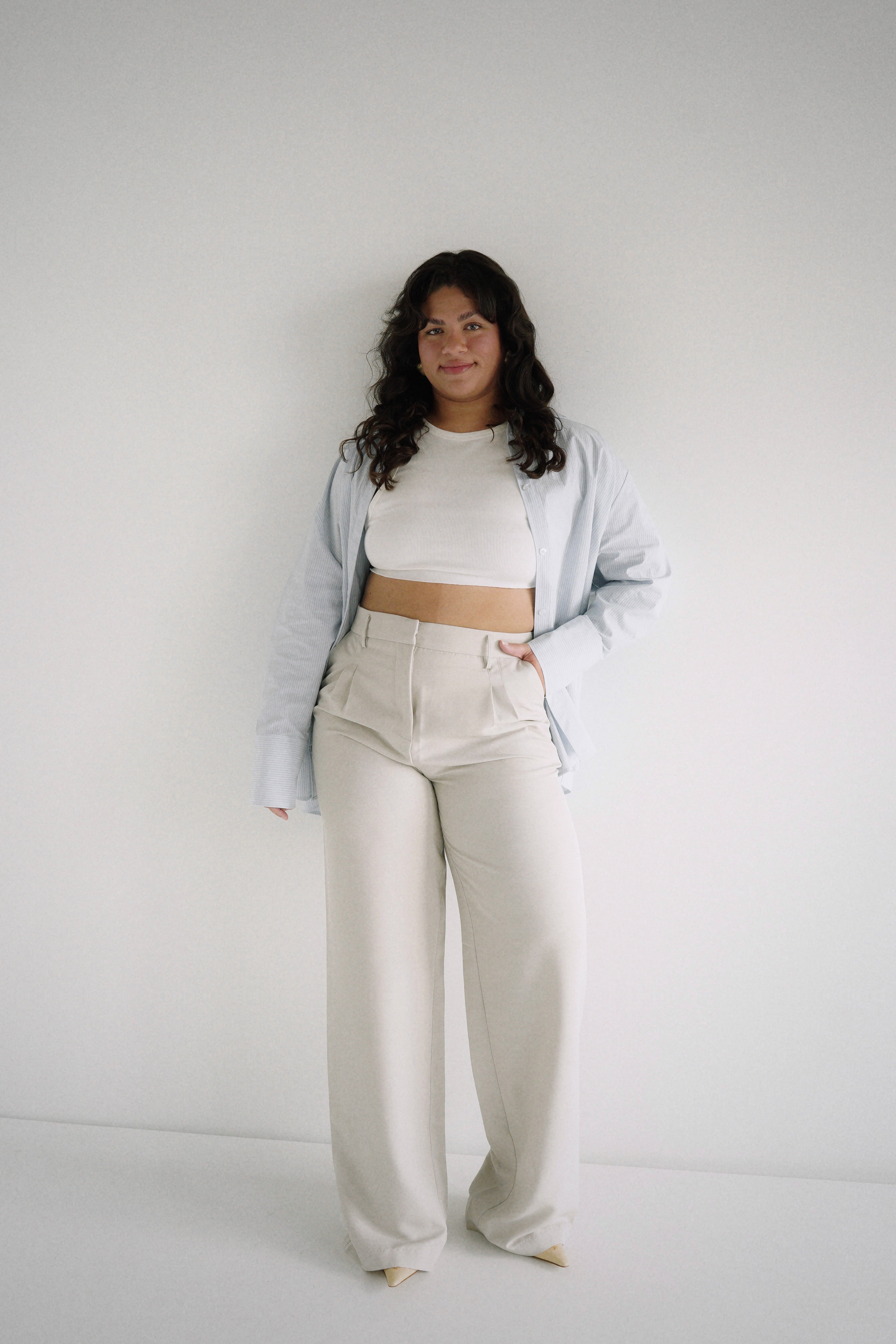 Amber Shirt White Blue Stripe