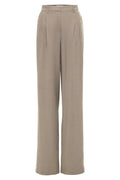 High-waisted beige pants with front pleat and slant hip pockets