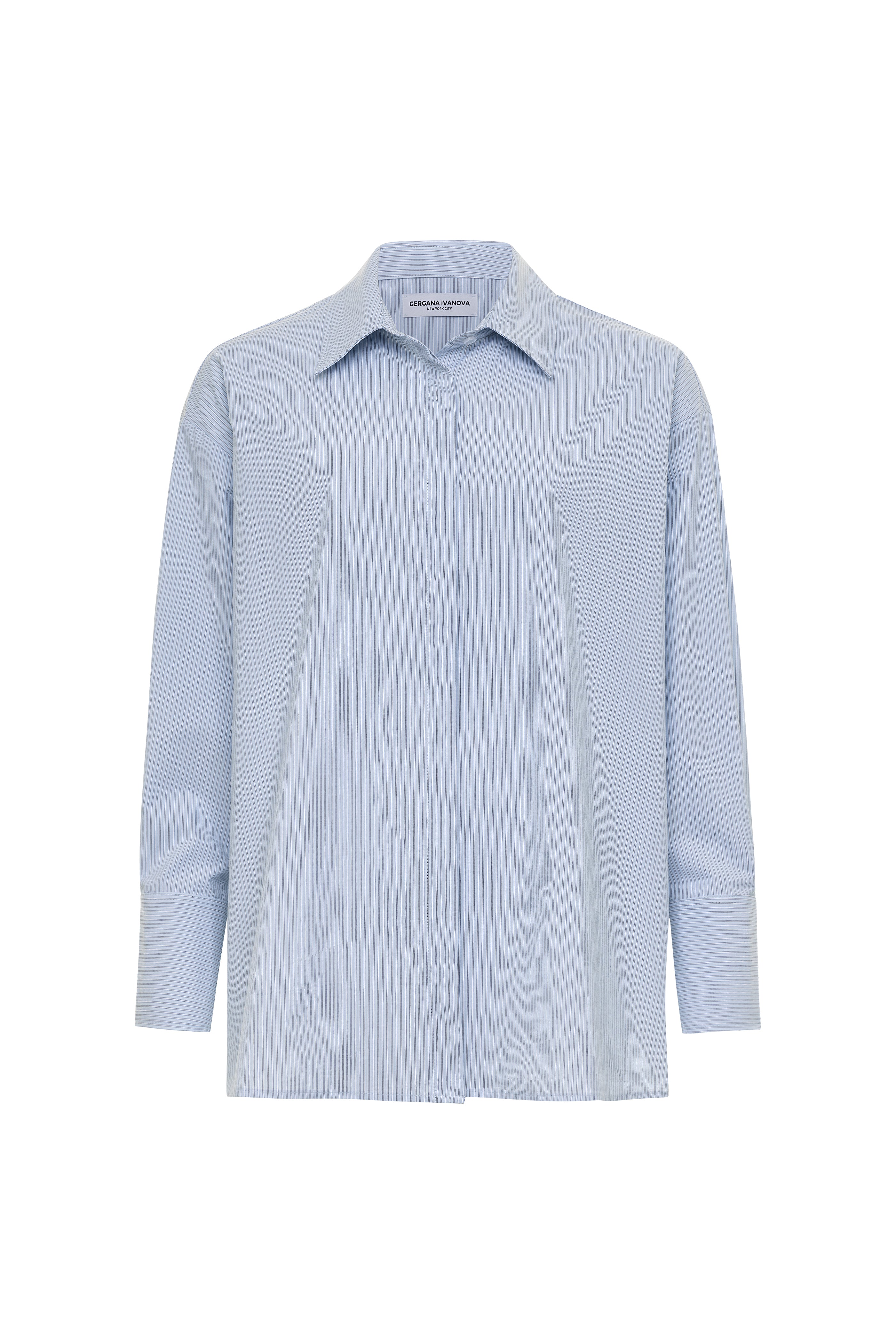 Amber Shirt White Blue Stripe